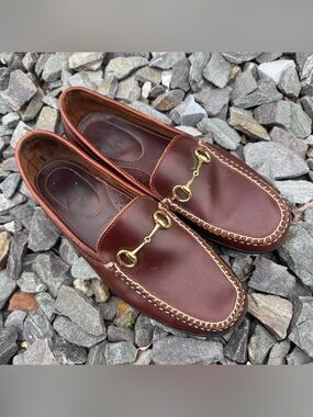 TB Phelps Leather  Moccasin Slip On Loafers Shoes Mens US 11.5 Brown Gold 710-05